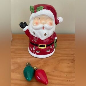 NWOT Christmas Mainstays Ceramic SantaTealight Holder Gift Set 5"